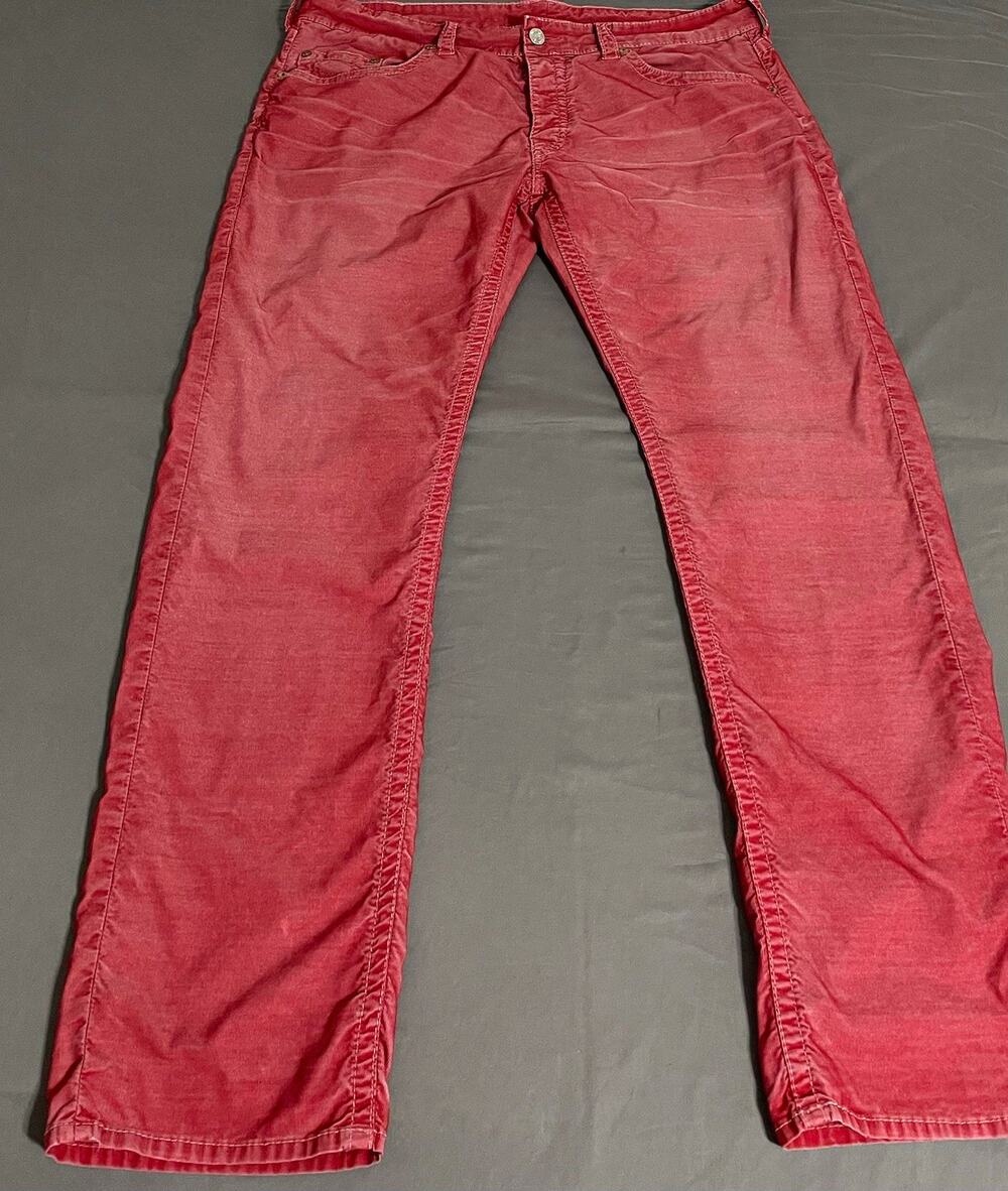 True Religion Ricky Straight Jeans Mens 40x32 Washed Red World Tour